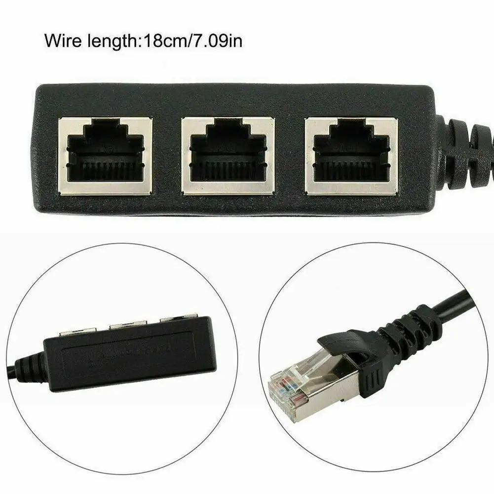 

1PCS RJ45 Connector Ethernet Network Splitter Adapter Male to 1 Accessories Cable Adapter Extension For Networking Female 3 I5O1