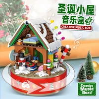 502pcs creative christmas house music box model building kit blocks toys santa claus building blocks for children christmas gift