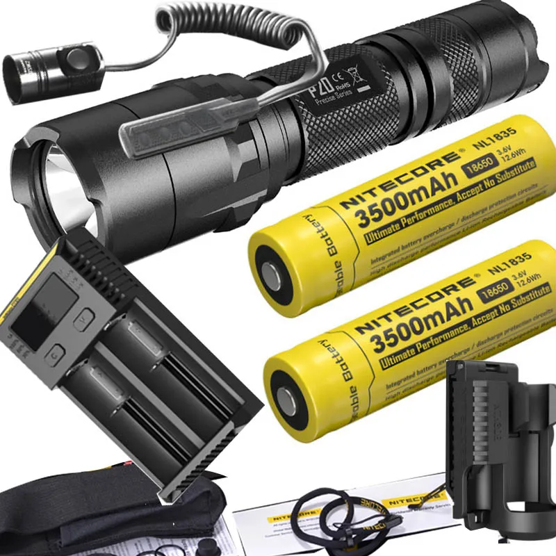 NITECORE P20 фонарик CREE XM-L2(U2) светодиодный Макс. 800 лм луч двойной переключатель задний светодиодный фонарь для спорта на открытом воздухе+ NITECORE NTH30B RSW2