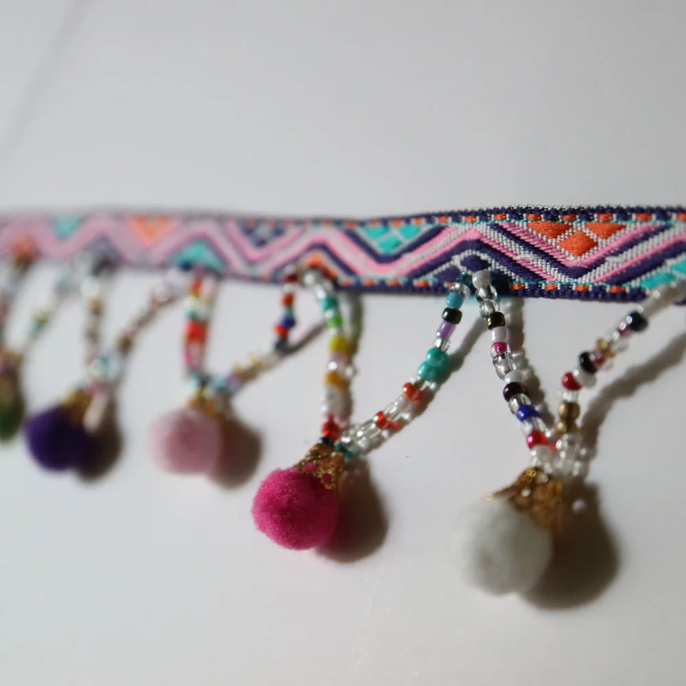 1 ярд народные украшения с бахромой из бисера на заказ для одежды и сумок