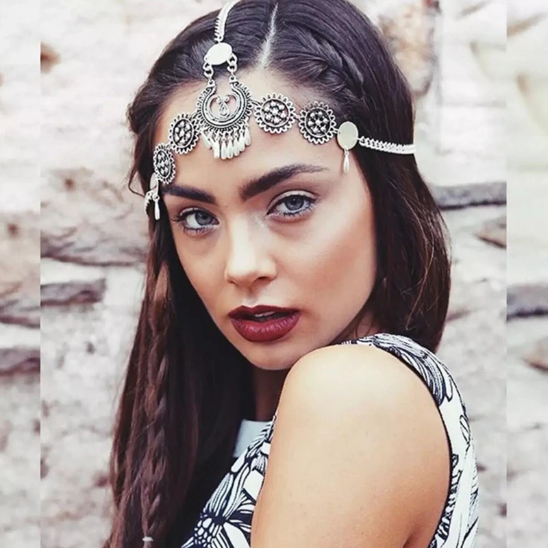 

Bohemian Vintage Full Rhinestone Bridal Headband Chain for Women Wedding Crystal Forehead Headband Hair Accessories