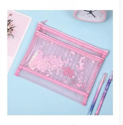 23cm x 18.5cm Pink 1 шт. Kawaii 2 слоя A5 B6 Bling папка для файлов Настольный органайзер для бумаг Карандаш сумка для хранения канцелярские принадлежности - Цвет: 23cm x 18.5cm Pink