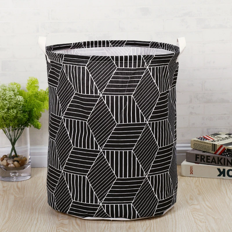 

Fabric Dirty Clothes Storage Organizer Basket Toy Storage Bucket Laundry Hamper Creative Simple Pattern Furniture Storage Box