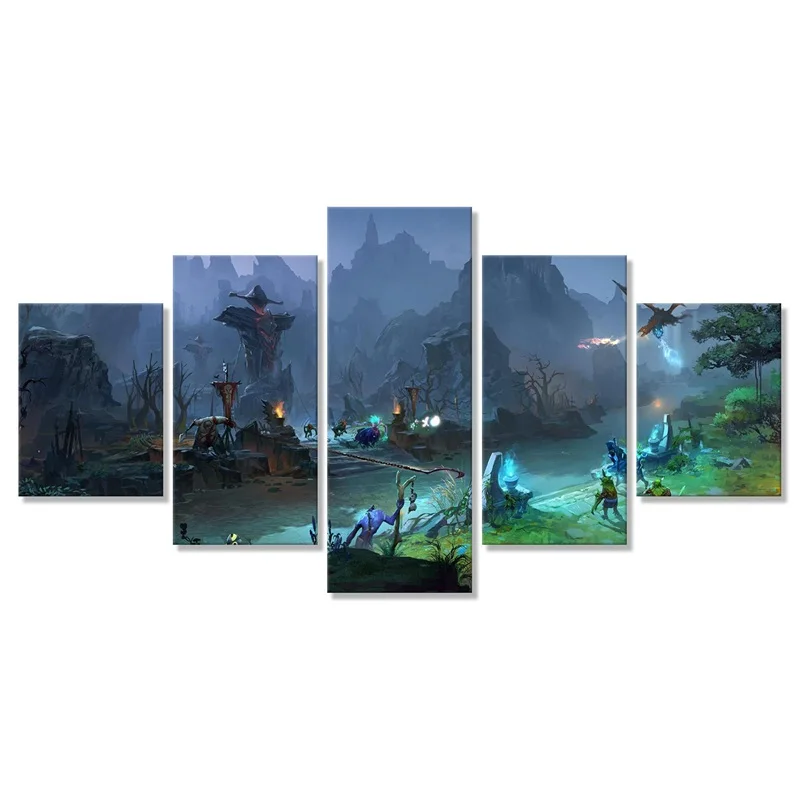 DOTA2 герои средняя карта Боевая стена искусство холст картины 5 шт. фотографии