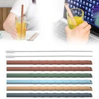 6 straws 2 refreshing spiral silicone threaded straws with cleaning brushes party bar kitchen accessories household