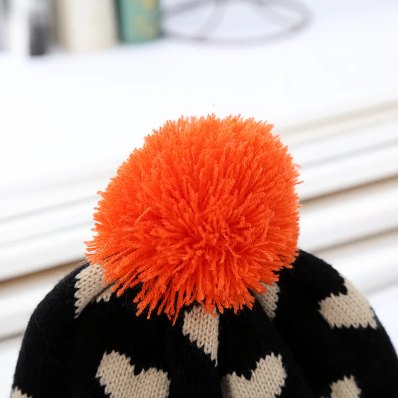 Maylisacc 3-8 Years Old Children's Hat Scarf Gloves 3-piece Set Autumn Winter Knitted Warm 3-piece Set Cartoon Acrylic Ball Hat