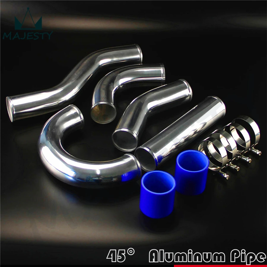 45 градусов 76 мм 3 &quotАлюминиевый турбо интеркулер трубопровод + силиконовый шланг