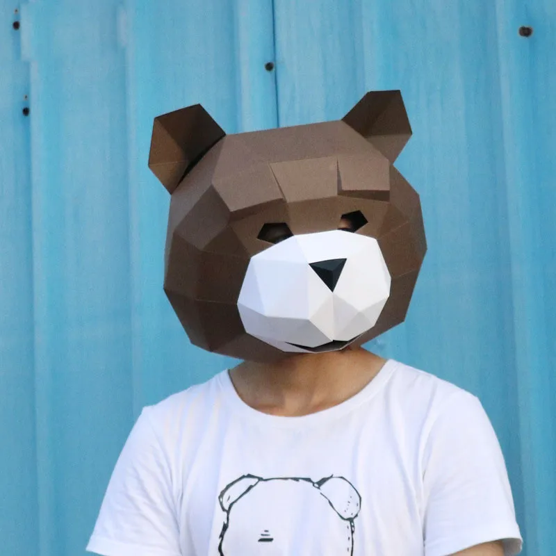 Новый DIY 3D Smile Teddy Bear бумажная маска головной убор модель карты строительные
