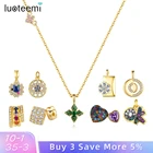 LUOTEEMI милый зеленый четырехлистный клевер Длинная подвеска 45 см ожерелье прямая поставка Женские массивные аксессуары счастливая Девочка Детская цепочка