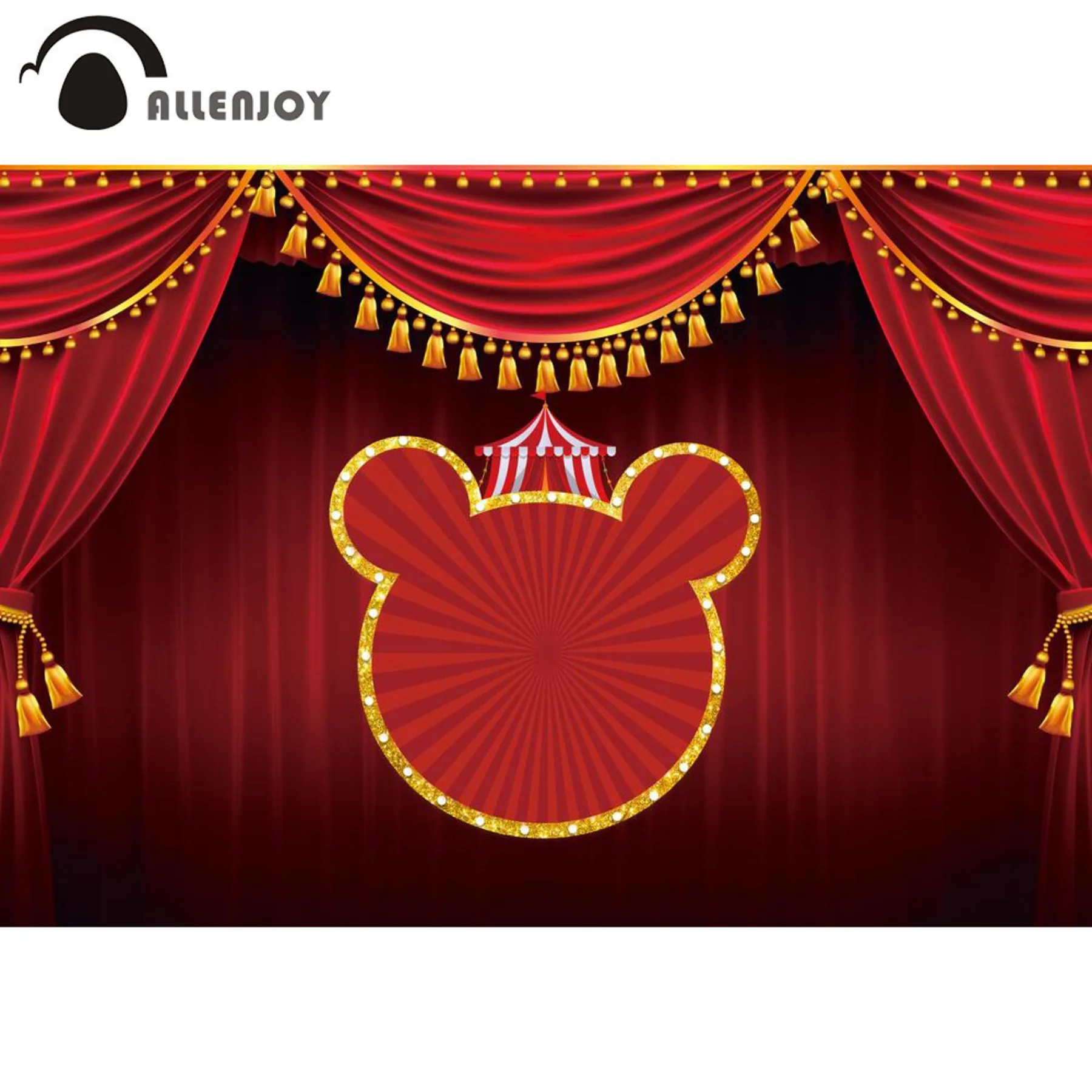 

Allenjoy мультфильм Мышь цирк праздничные баннеры красный шторы детские Душ событие обои Детский день рождения шторы поставки декор