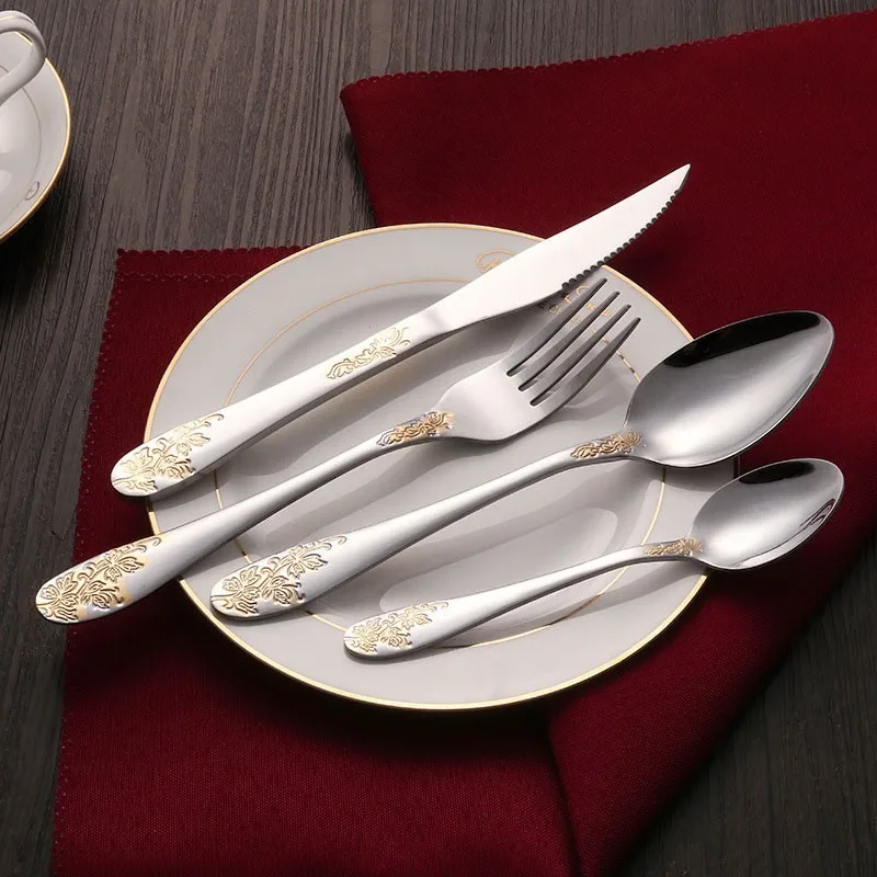 Высококачественные столовые приборы в западном стиле из нержавеющей стали 304