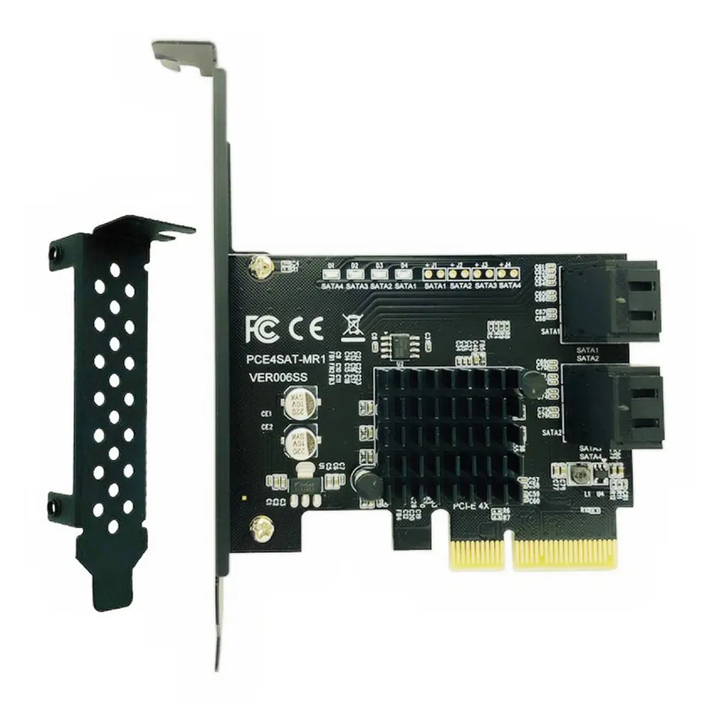 

Плата расширения SATA PCI Express с 4 портами, видеокарта с контроллером SATA 3,0, PCI-E Raid, адаптер PCI E-SATA3.0, карта преобразователя