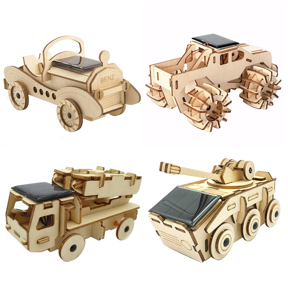 

3D Wooden Solar Car Toy DIY Assembly Mechanical Gear Engineering Model Toy Science Experiment Kit Toy Children's Christmas Gift
