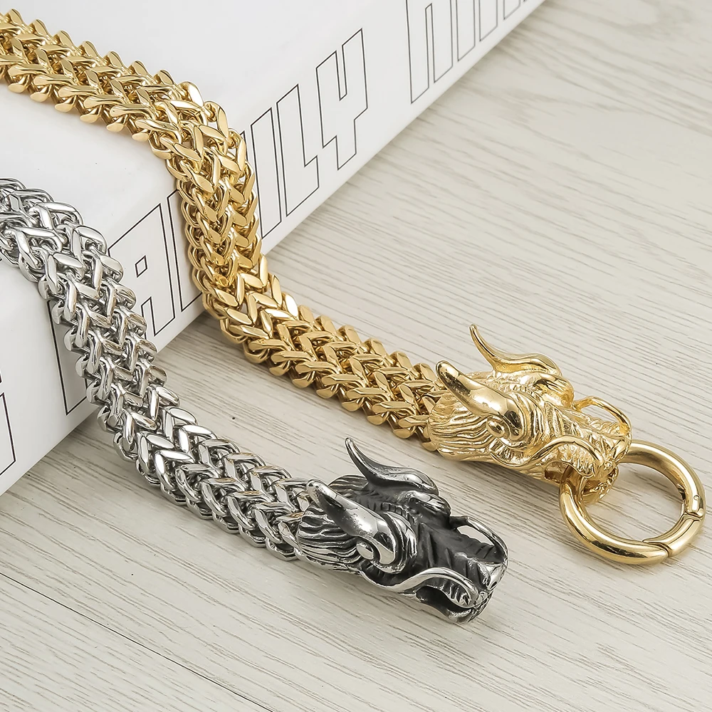 Дракон головок Браслеты для Для мужчин Нержавеющая сталь s металлическая