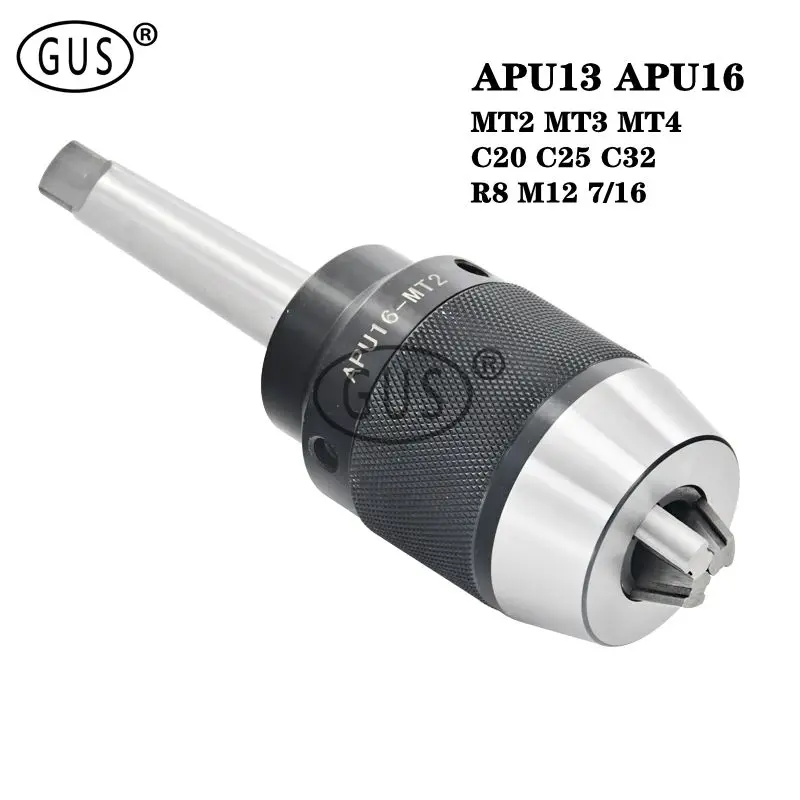 

Free shipping integrated drill chuck Mo-type taper MT2 MT3 MT4 R8 C20 C25 C32 APU13 APU16 self-tightening chuck 1-13mm 1-16mm