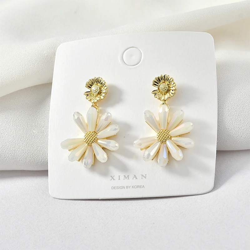 Высокая текстура ромашка кристалл цветок кулон тайянхуа Серебряные Иглы уха