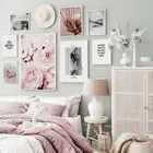 Модный постер с розовыми цветами, цитаты и классическое черно-белое фото, настенная печать, украшение гостиной