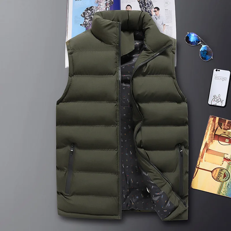 Мужской жилет плюс размер 6XL 7XL 8XL зимняя куртка мужская повседневная теплая куртка без рукавов на талии пальто с воротником-стойкой на молнии Erkek Yelek