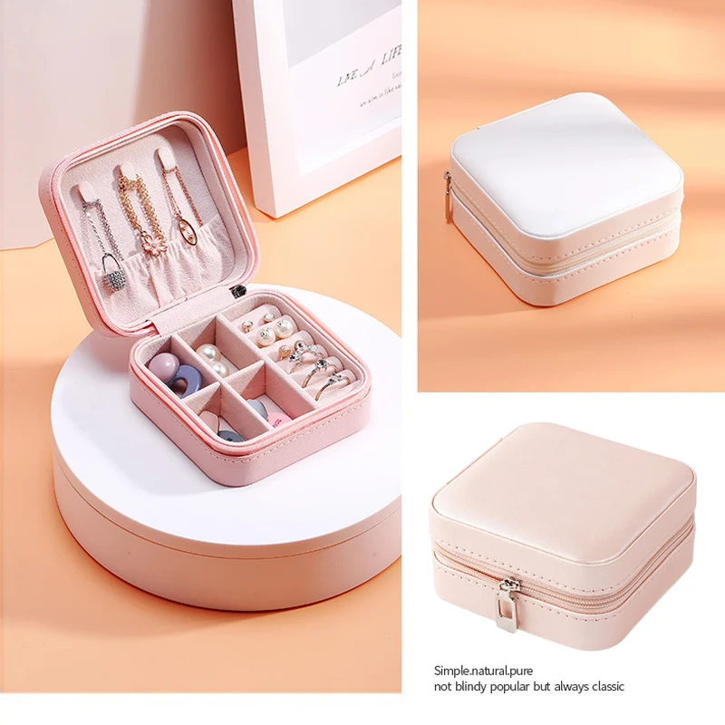 MICCK Fashion PU Leather Jewelry Storage Box Earring Ring Necklace Organizer Zipper Girl Lipstick Cosmetics Beauty Case | Дом и сад