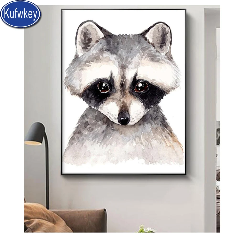 Алмазная вышивка енота акварель с животными алмазная живопись 5D сделай сам