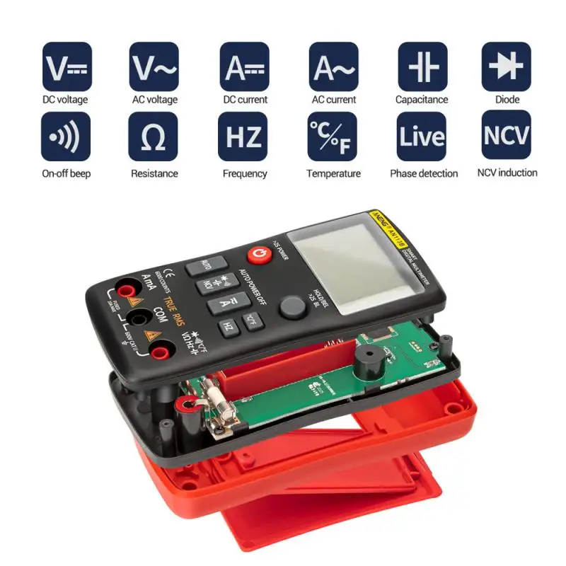 

ANENG AN113B Smart Multimeter High-precision Automatic Anti-burn Electrician Maintenance Transistor Voltage Digital Display Mete