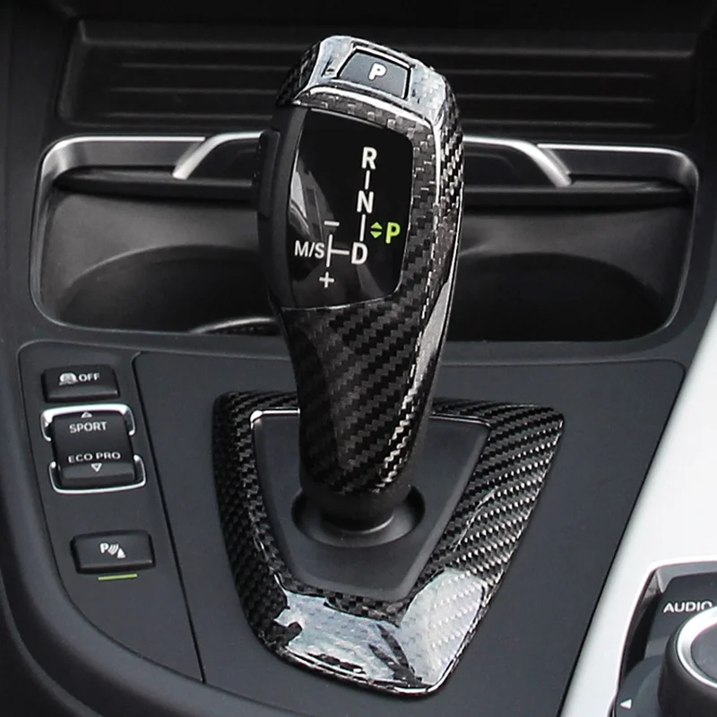 

For BMW 1 2 3 4 5 Series F10 F18 F20 F30 F15 F16 F25 F26 Car Gear Head Shift Knob Cover Handbrake Grip Carbon Texture Shell