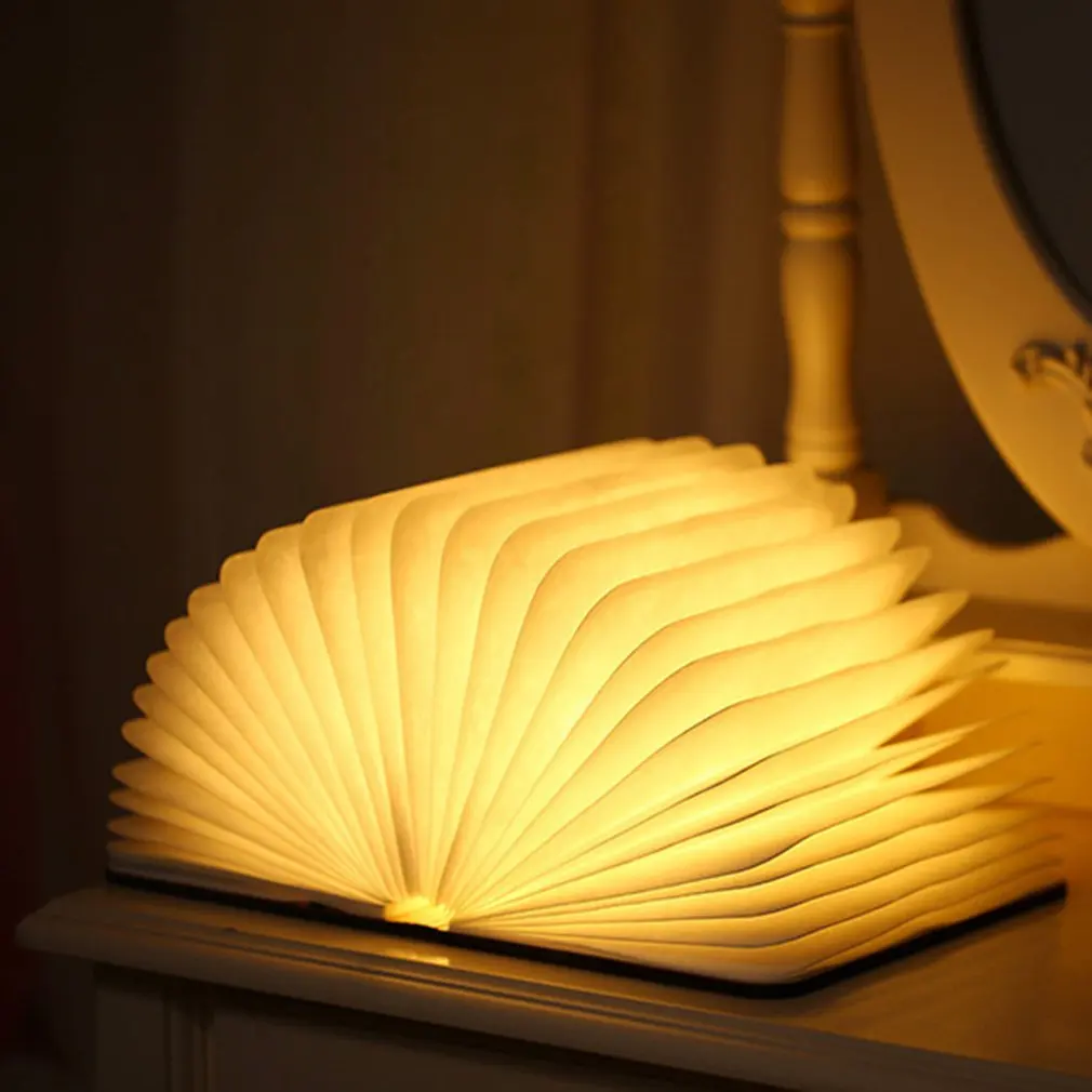 

Портативный 3D Креативный светодиодный ночник для книг, деревянный 5 В, USB-зарядка, магнитная Складная Настольная лампа, прочный декоративный...