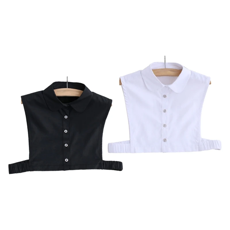 

Women Office Lady Detachable Lapel Half Shirt Blouse Minimalist Black White Button Down False Collar Decorative Dickey