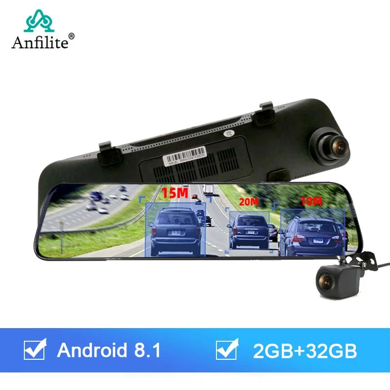 Зеркало видеорегистратор Anfilite 12 дюймов 1080P Android 8 1 GPS ADAS|GPS для транспорта| |