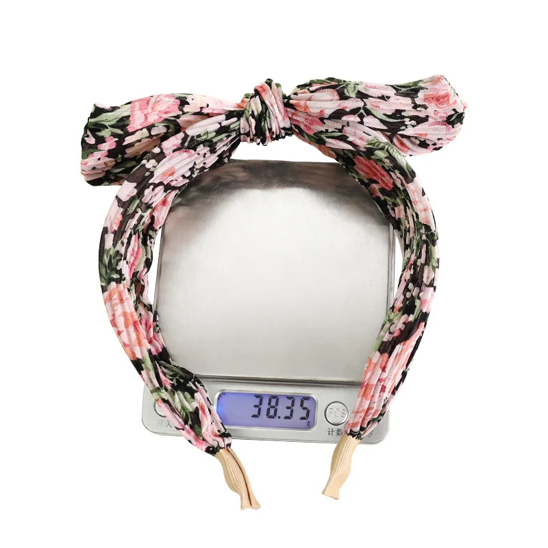 

Free shipping women Pleated print bow hairbands big Bow-knot girl's headbands lady's headwear hair accessories