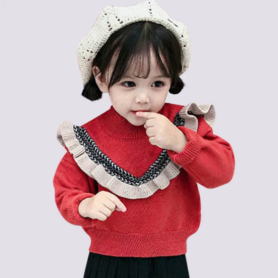 Свитер для маленьких девочек вязаный свитер в стиле пэчворк модный детский с