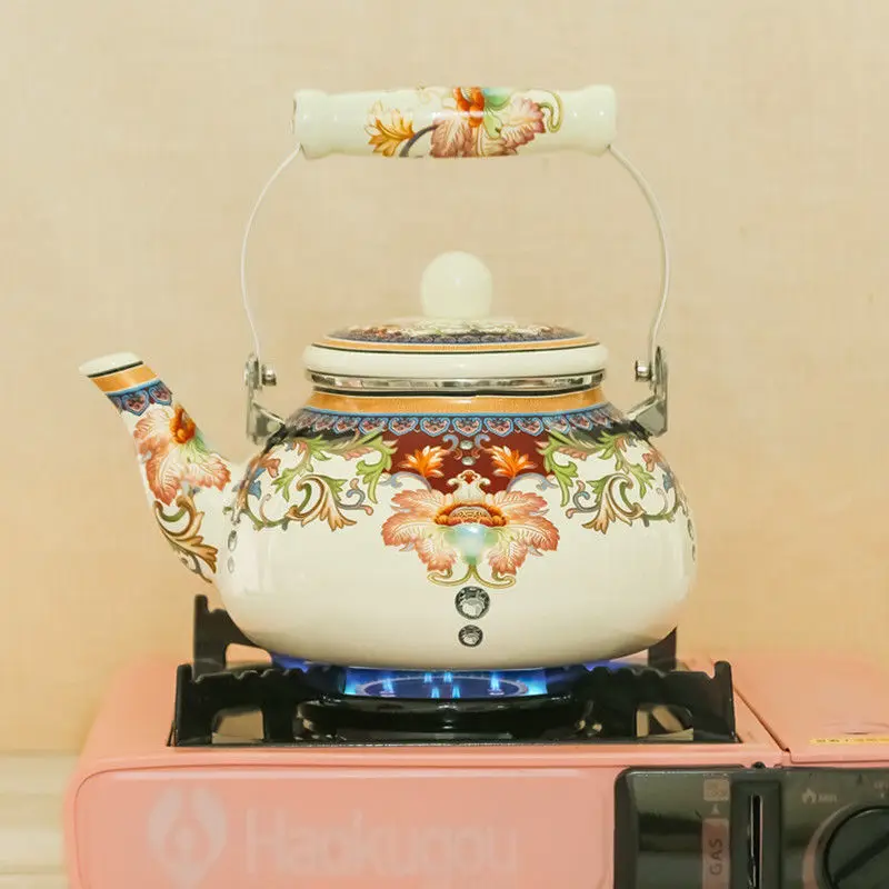 Эмалированный чайник объемом 2 5 литра кувшин с эмалью со свистком графин для