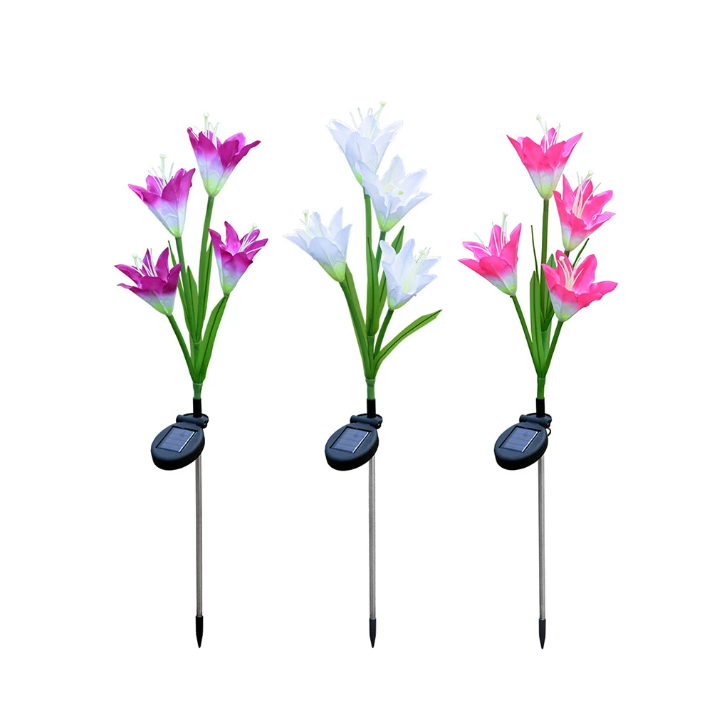 Лампа с цветами лилии на солнечной батарее многоцветный светодиодный фонарь для