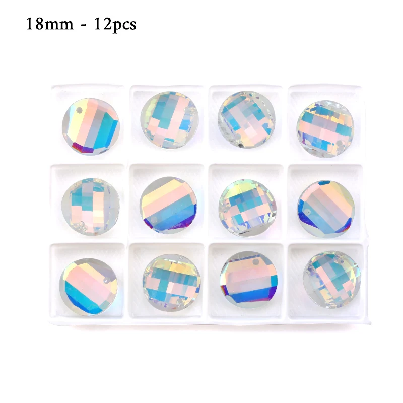 18mm - 12pcs QIAO высокое качество несколько форм кристалл AB одежда бусины разноцветные ювелирные изделия стеклянные модные подвески, DIY аксессуары - Цвет: 18mm - 12pcs