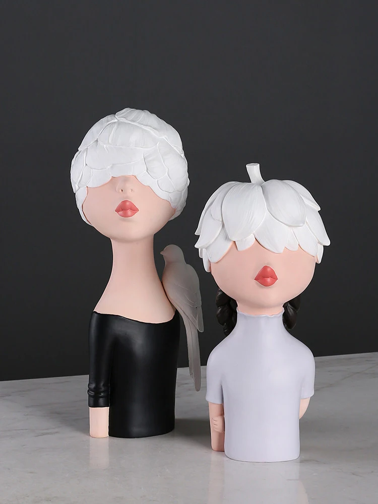 Современные милые статуи из смолы для девушек украшения интерьер гостиной