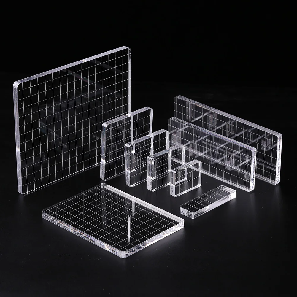 Acrylic Stamp Block Clear Stamping Tool Set with Grid Line Scrapbook Craft for scrapbook crafts production various sizes | Дом и сад