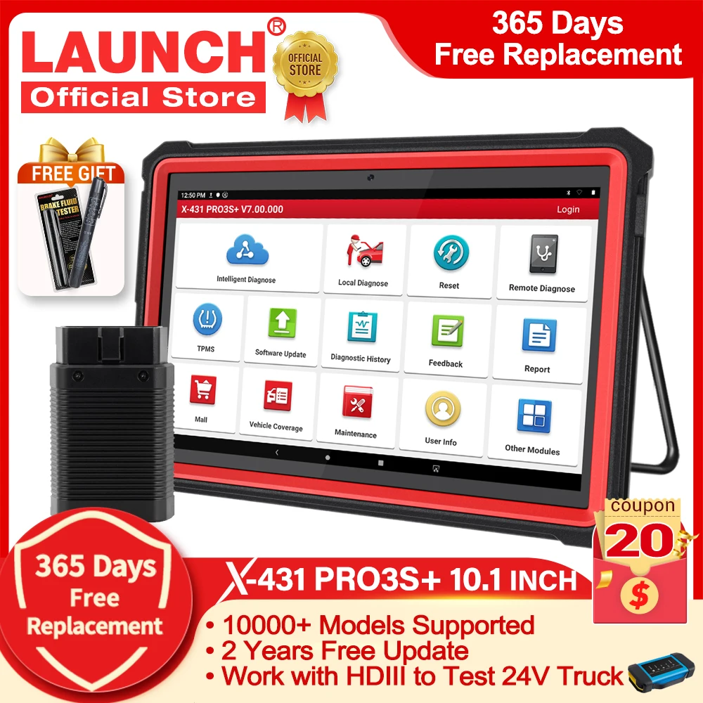 LAUNCH X431 PRO3S + 10 1 &quotАвтомобильный Профессиональный диагностический инструмент