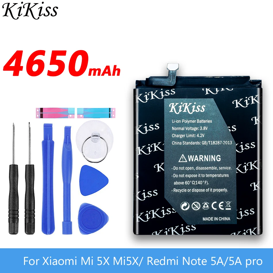 BN31 4650mAh Бесплатный инструмент аккумулятор KiKiss BN30 BN31 BN34 для Xiao mi Red mi 4A/Red mi 5A/Red mi Note 5A/Red mi Note 5A Pro Аккумулятор для Xiao mi 5X mi 5X - Цвет: BN31 4650mAh