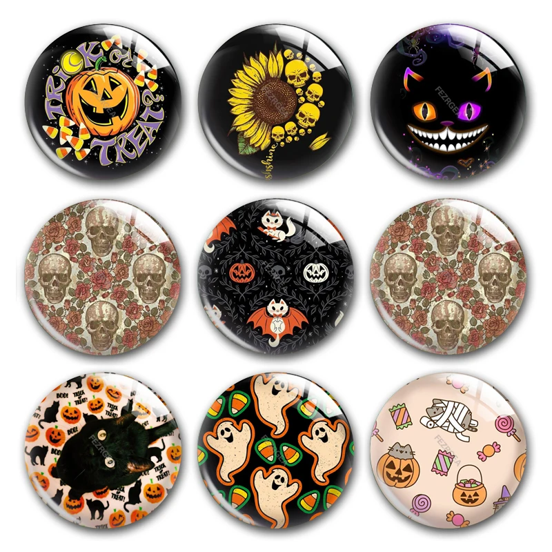 Ручная работа Череп летучая мышь Хэллоуин вечеринка ведьма кот круглые фото