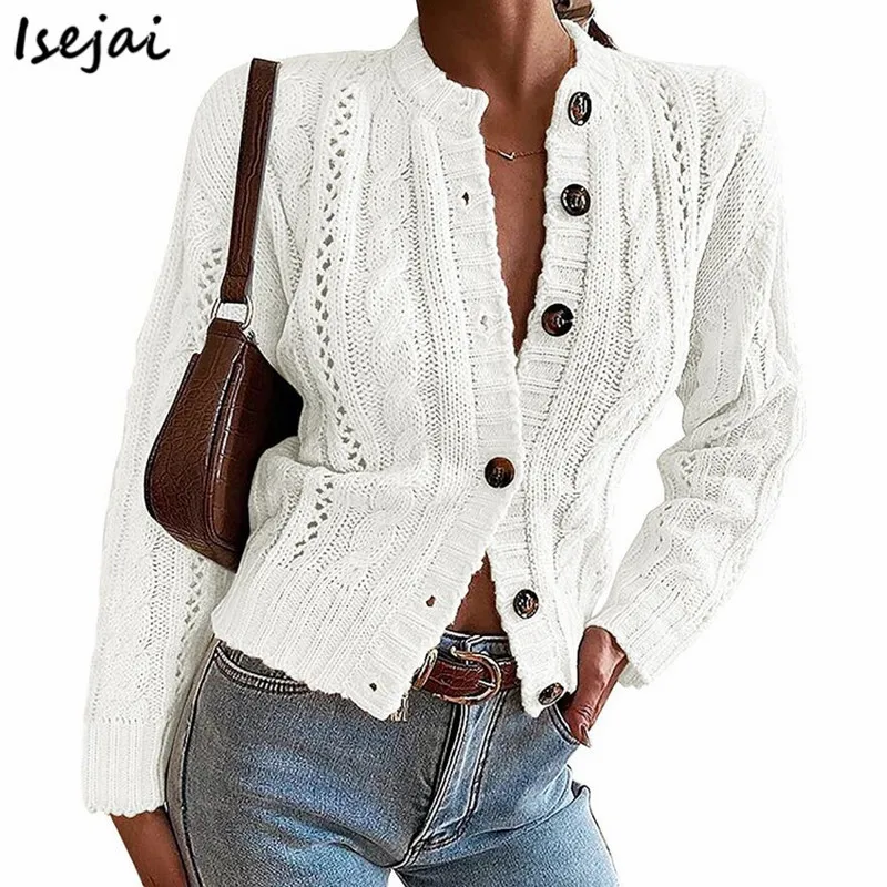

Autumn Winter Twist Sweater Button Cardigans Single Breasted Sweater Coat New 2021