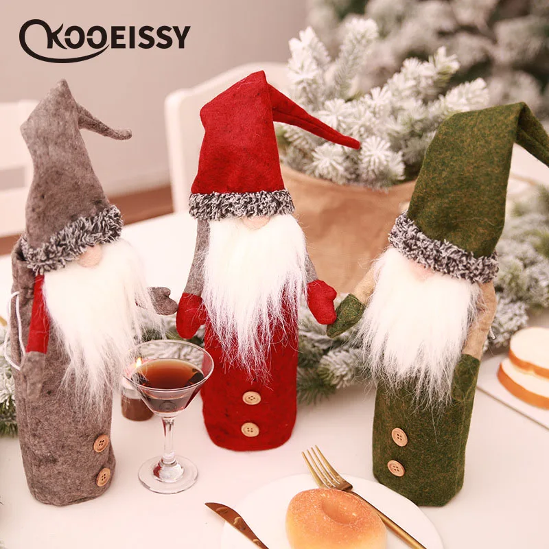 2Pcs/Lot Christmas Snowman Wine Bottle Cover Set Santa Claus Sweater With Hats Xmas Home Party Ornament Table Decoration | Дом и сад