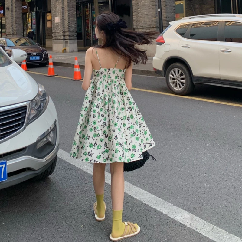 

Summer Fashion Casual Strap Dress Womens One Shoulder Sleeveless Sling Dress Ladies Print Slim Mini Ball Gown Dress Female Y450