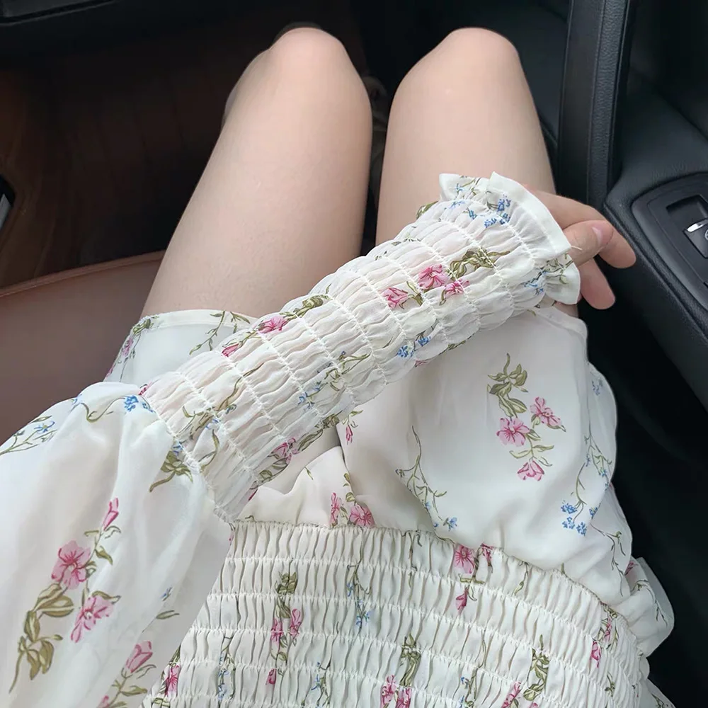 Kpop Blackpink Lisa летнее женское белое милое шифоновое плиссированное платье с длинным рукавом для девушек корейский праздничный Стиль повседневные платья