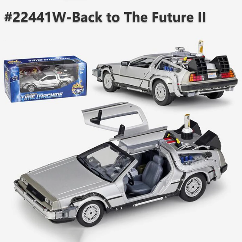 

1/24 Scale Metal Car Diecast Model Part 1 2 3 Time Machine DeLorean DMC-12 Alloy Model Toy Back to the Future Fly version Part 2