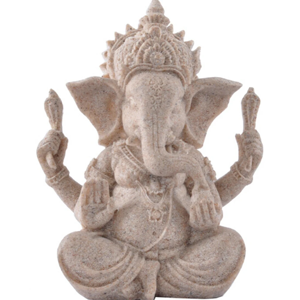 

Ganesha Buddha Statue Sandstone Elephant Home Decor Ornaments Crafts Handmade