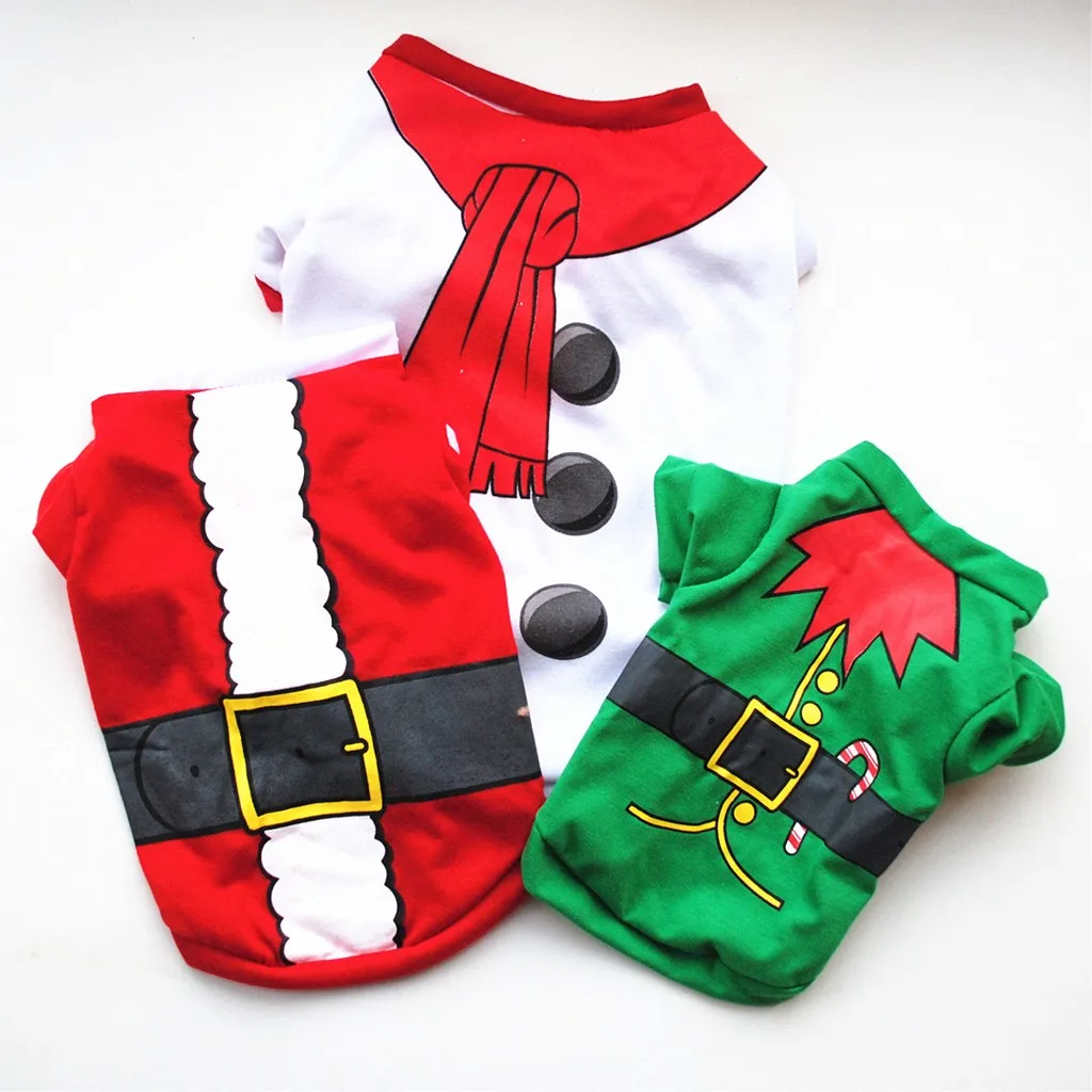 Зимняя одежда с рождественским принтом для домашних собак топ длинными рукавами