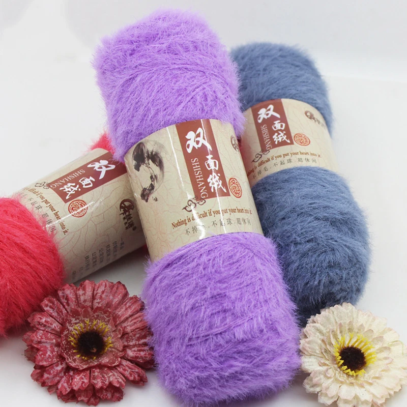 100 г/шарик двухсторонняя длинная норковая Пряжа Толстая Вязание крючком ручное