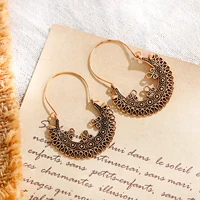 vintage antique silver color earrings for women hollow carve flowers gypsy tribal ethnic dangle earrings 2021new jewelry gift