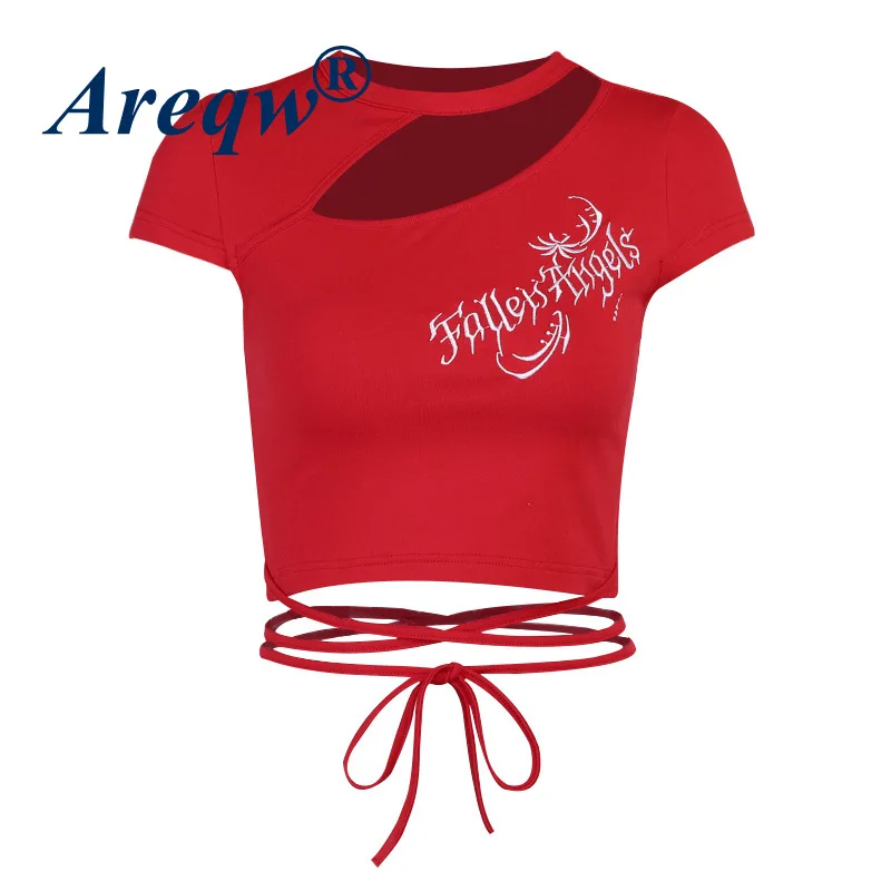 

2021 Summer New Design Hollow Embroidered Letter T-Shirt Slim Top