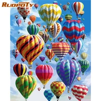 ruopoty color hot air balloon landscape painting by numbers for adults children unique gift 60x75cm framed home decor oil paints
